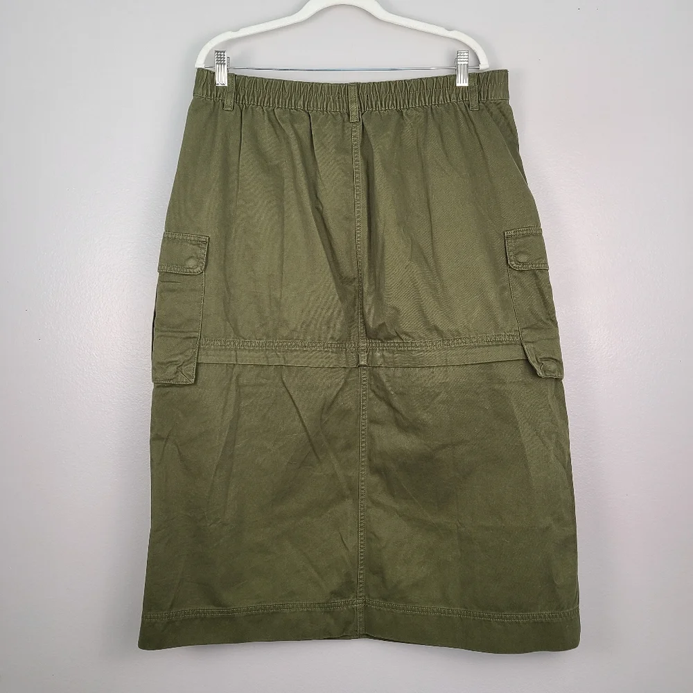 Madewell Cotton Cargo Convertible Midi Skirt in (Re)generative Chino In Loden XL - Picture 11 of 12